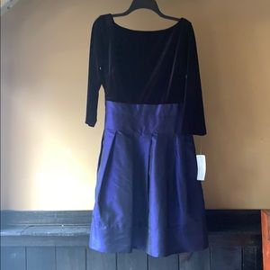 Evan Picone dress black & purple v-back sz 16